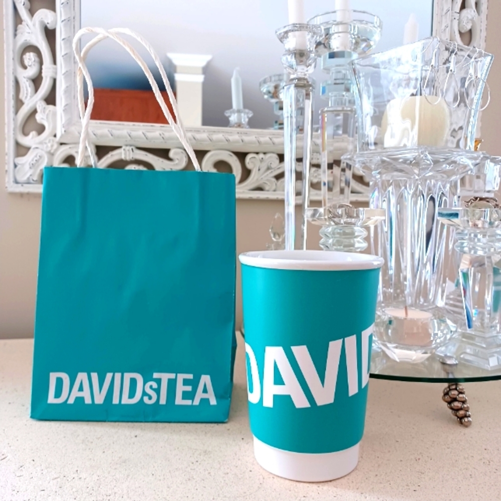 David's Tea Ceramic Cup + Gift Bag